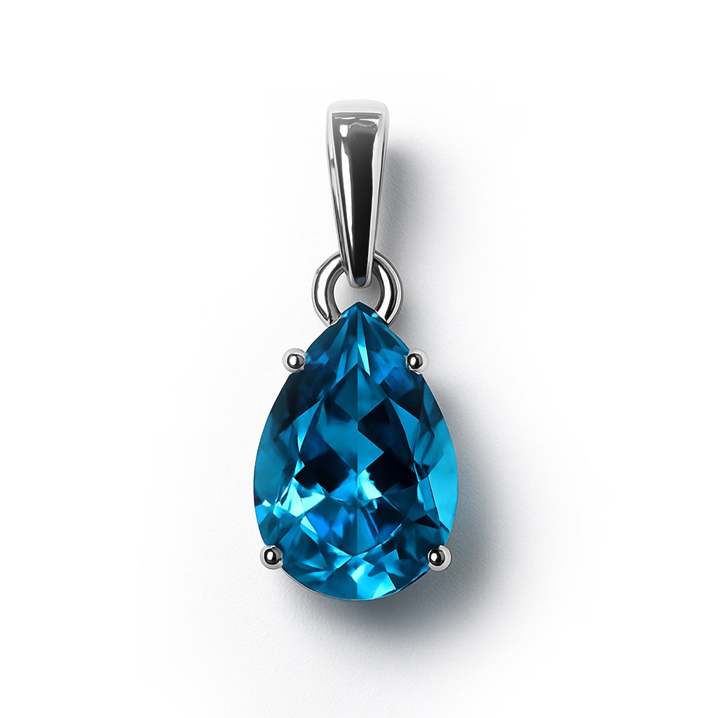 Sterling Silver Pendant Swiss Blue Topaz IGP-484