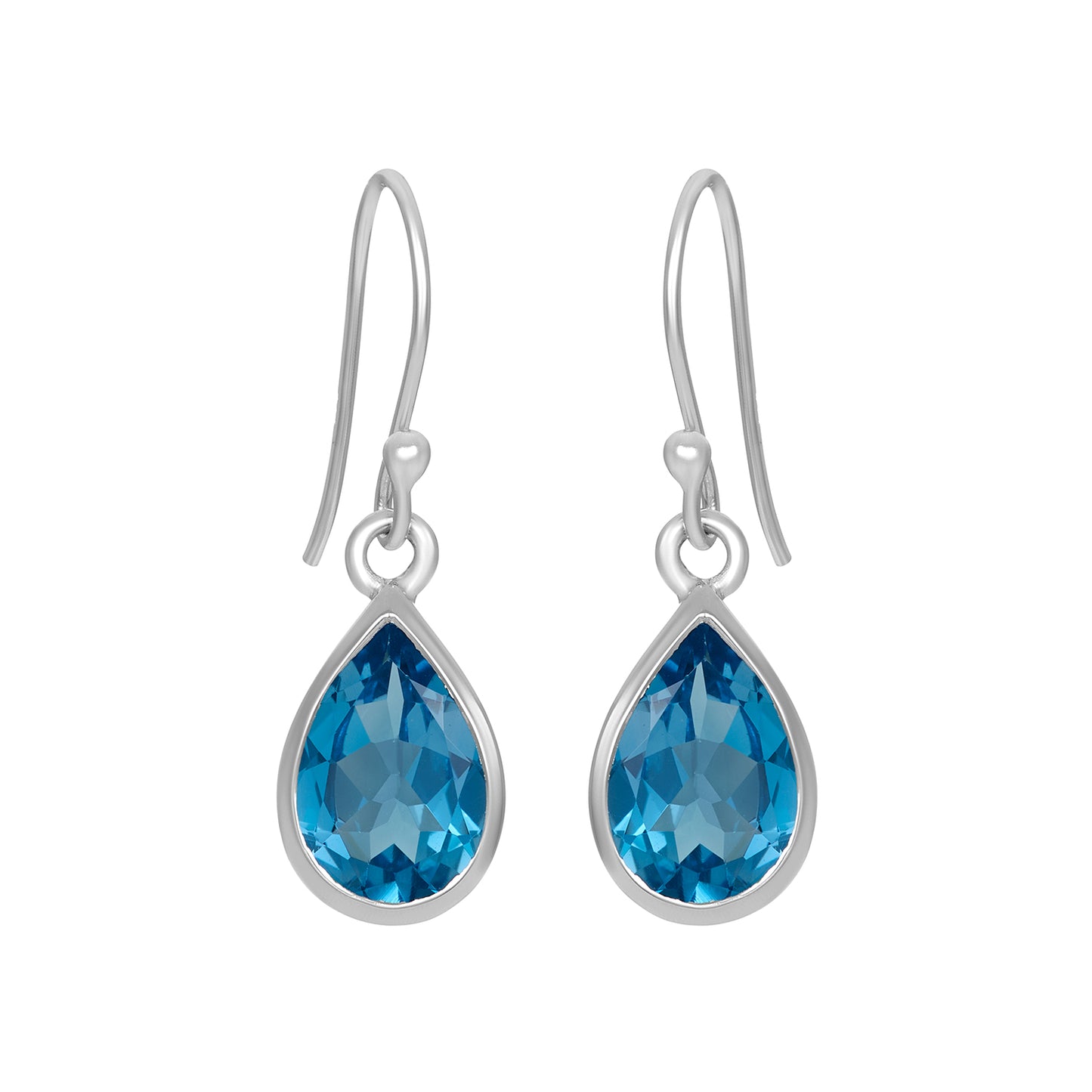 Sterling Silver Earrings Swiss Blue Topaz IGE-707