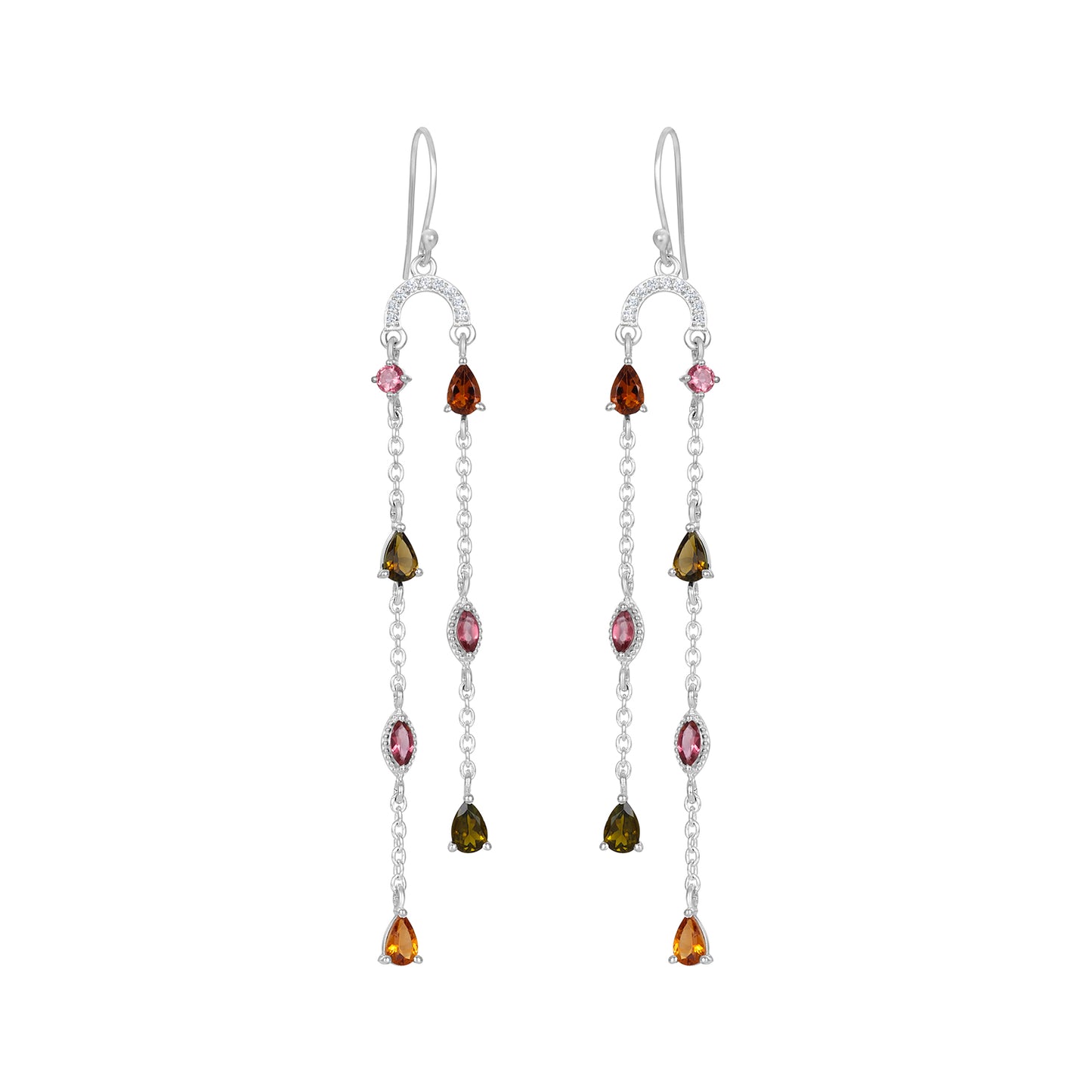 Sterling Silver Earrings Tourmaline IGE-1306
