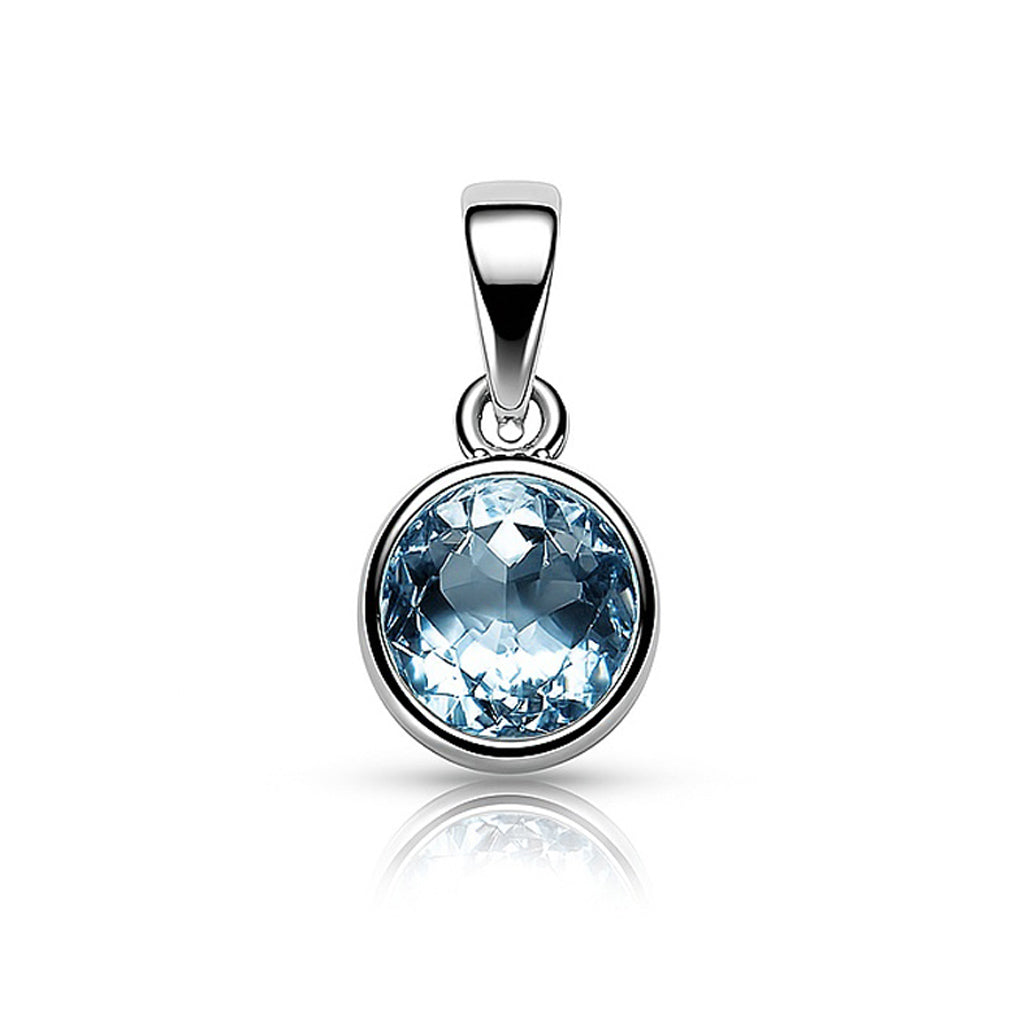 Sterling Silver Pendant Blue Topaz IGP-792