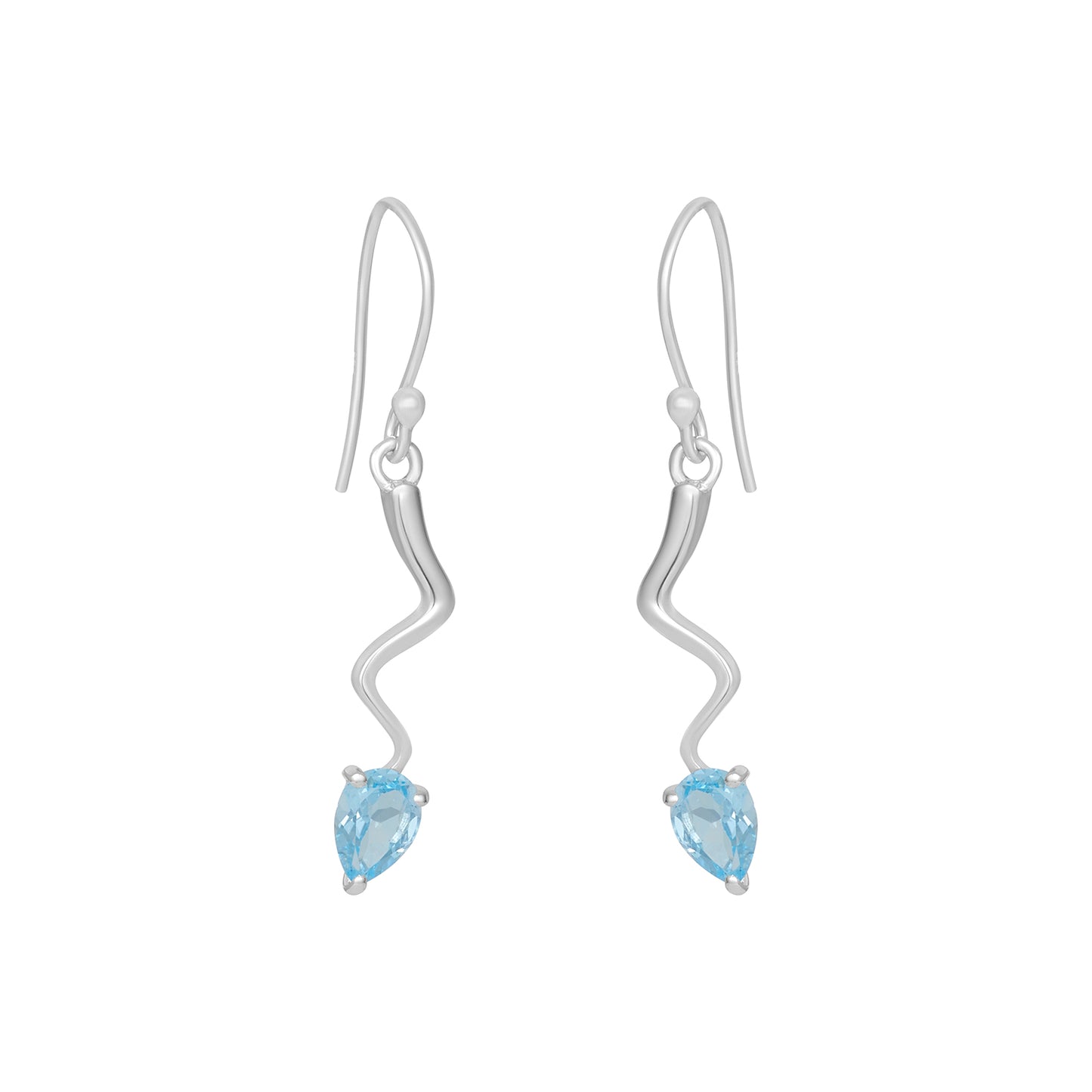 Sterling Silver Earrings Blue Topaz IGE-430