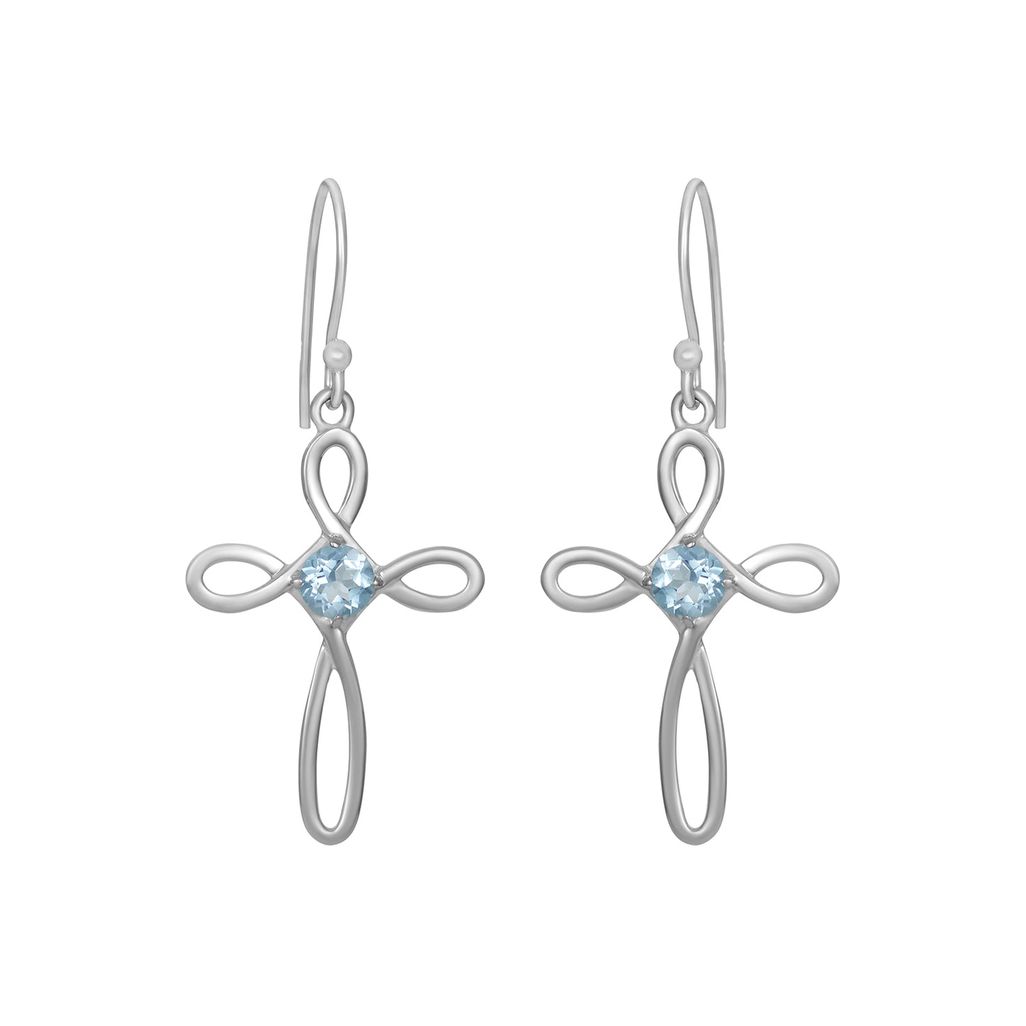 Sterling Silver Earrings Blue Topaz IGE-425