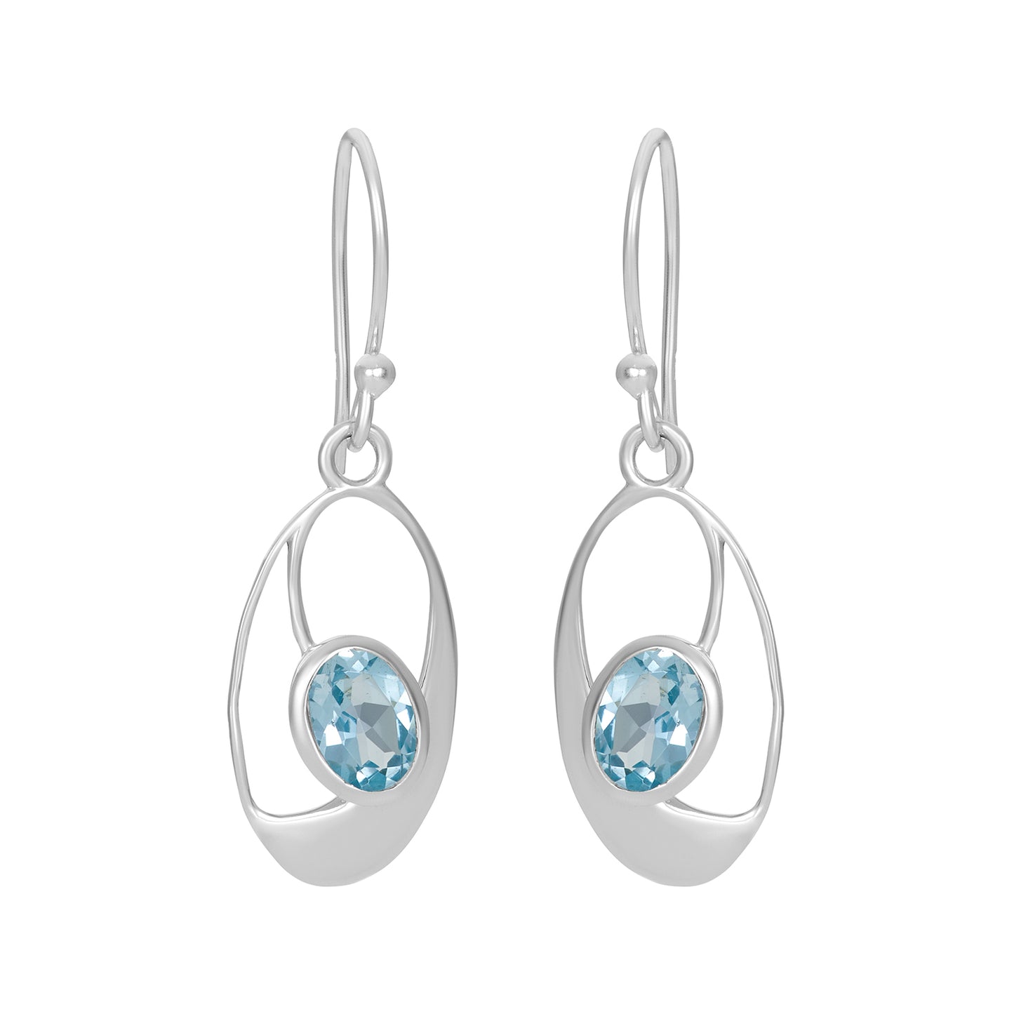 Sterling Silver Earrings Blue Topaz IGE-272
