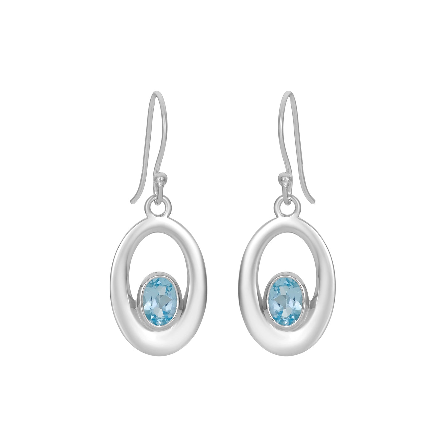 Sterling Silver Earrings Blue Topaz IGE-273