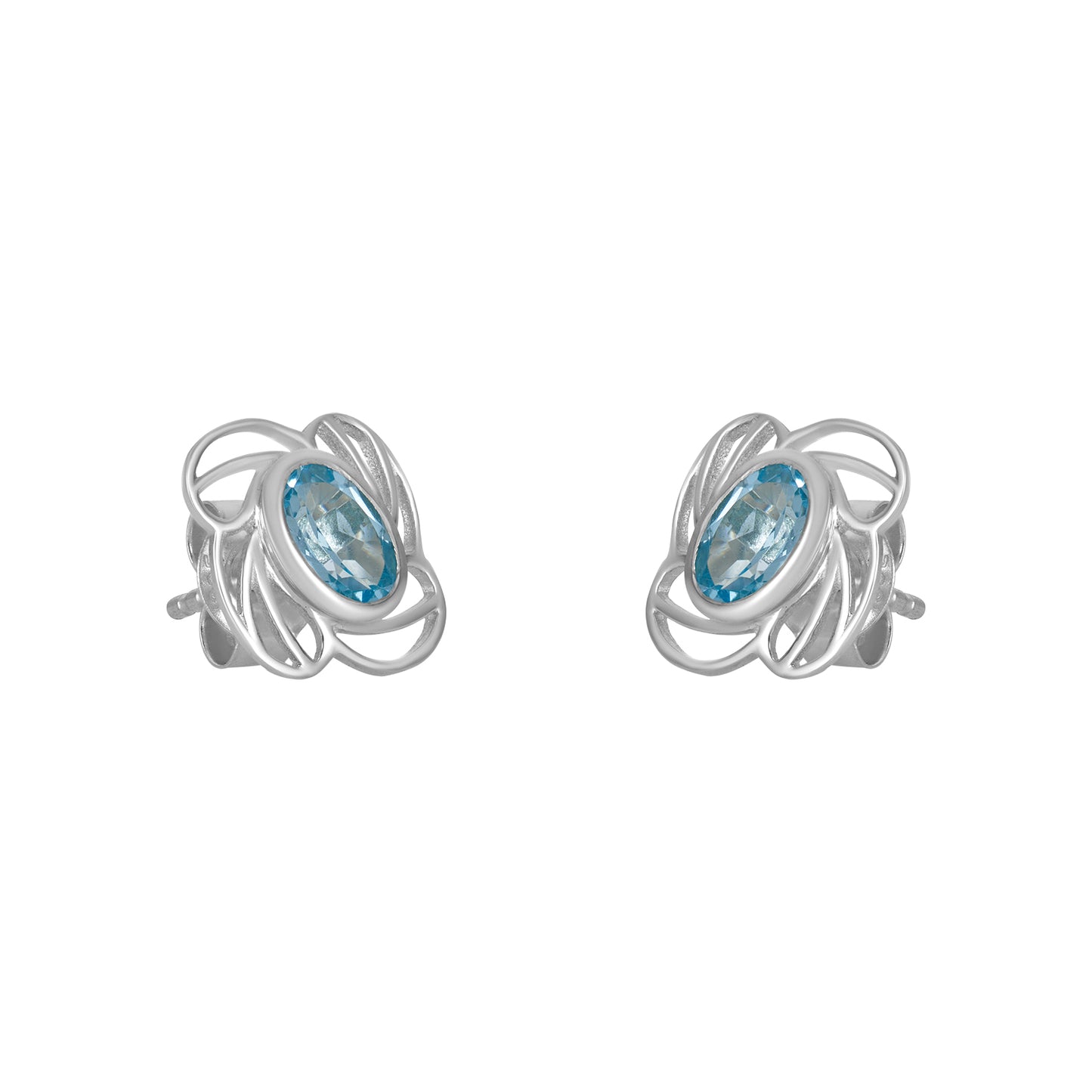 Sterling Silver Earrings Blue Topaz IGE-014