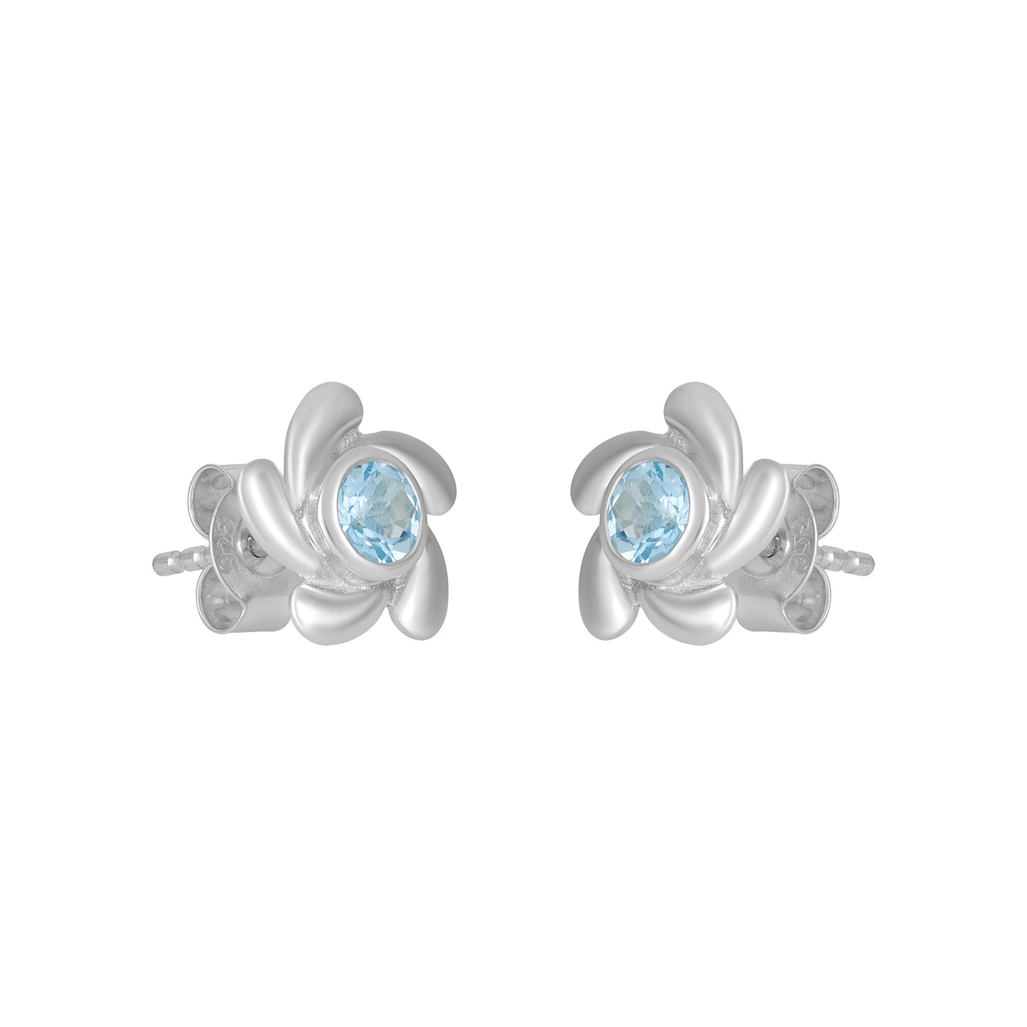 Sterling Silver Earrings Blue Topaz IGE-01