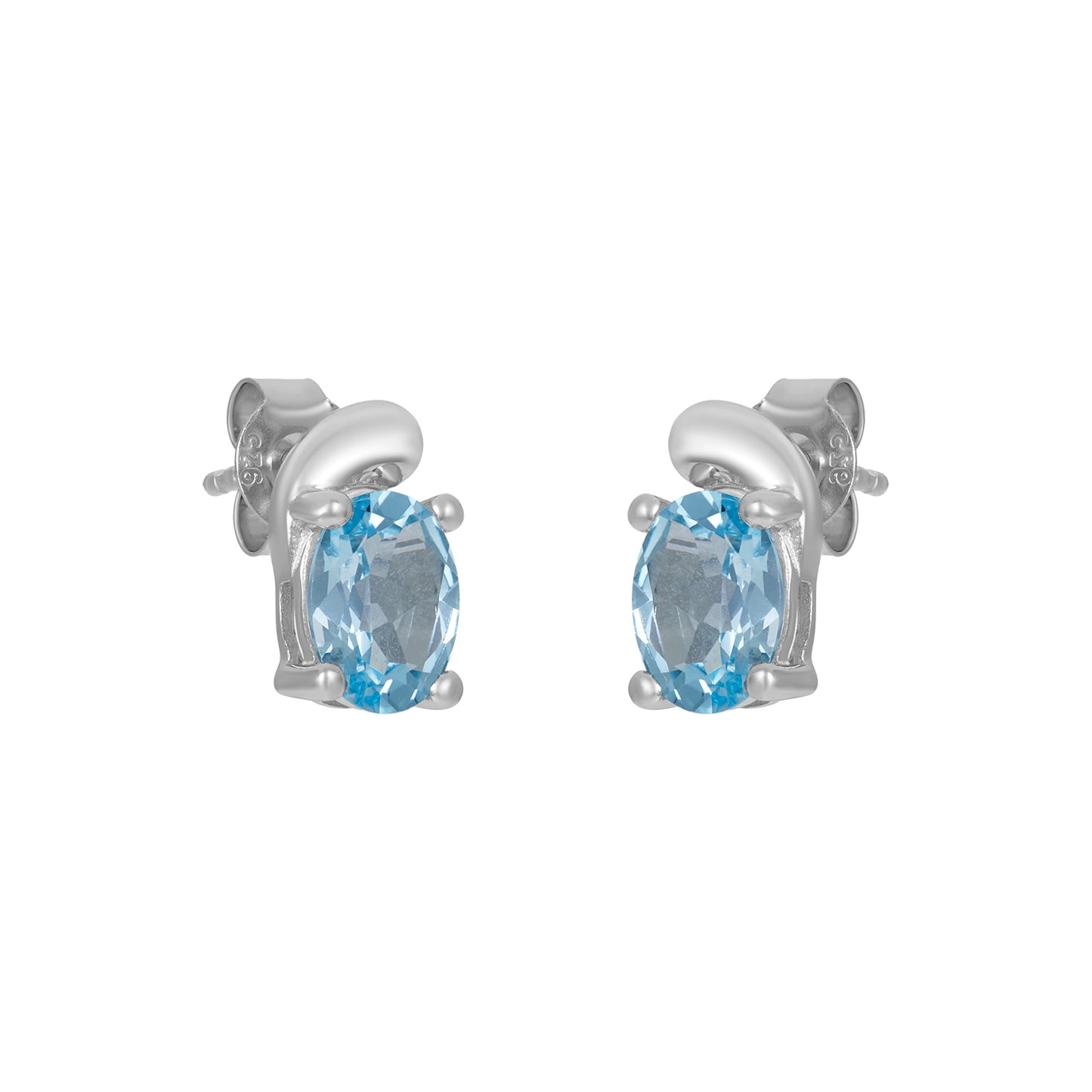 Sterling Silver Earrings Blue Topaz IGE-28