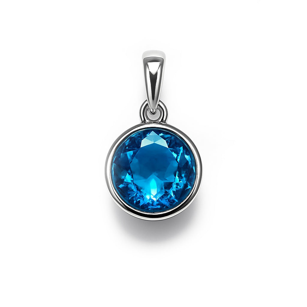 Sterling Silver Pendant Swiss Blue Topaz IGP-1159