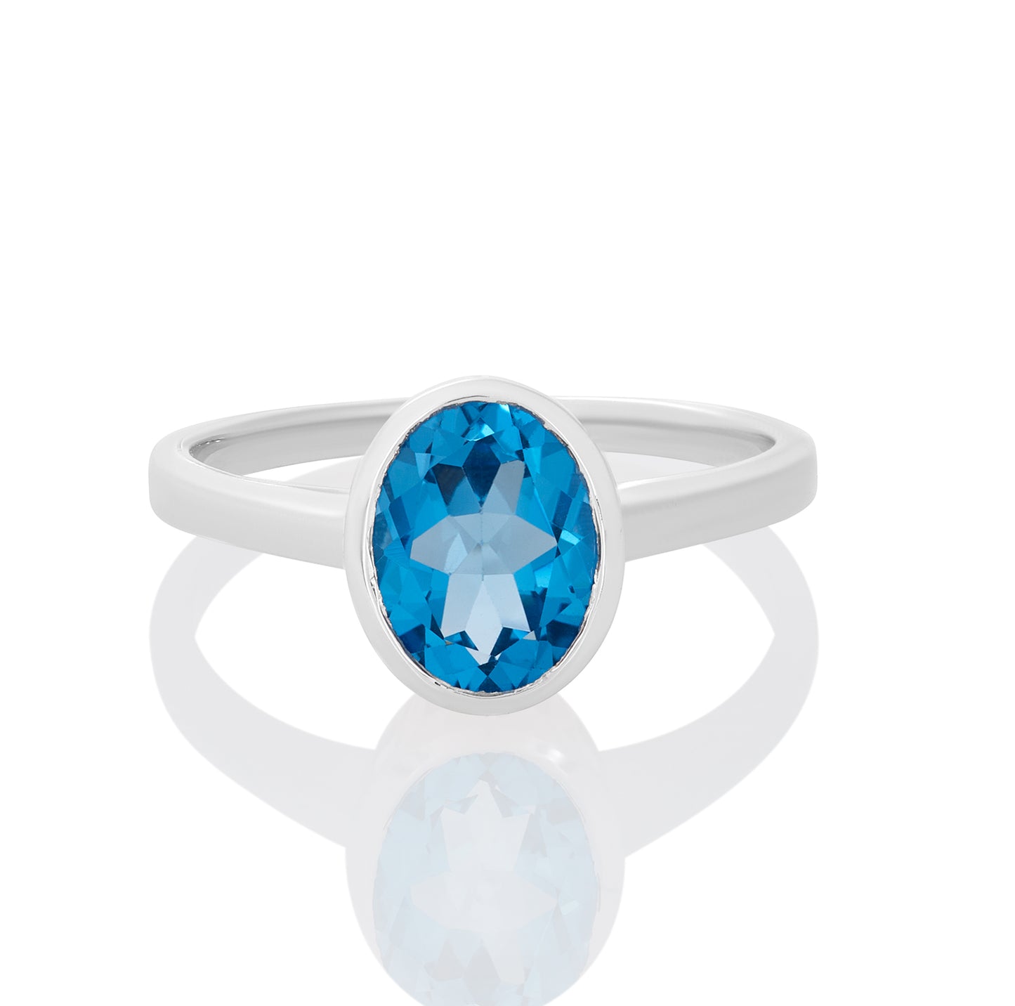 Sterling Silver Ring Swiss Blue Topaz IGR-1882