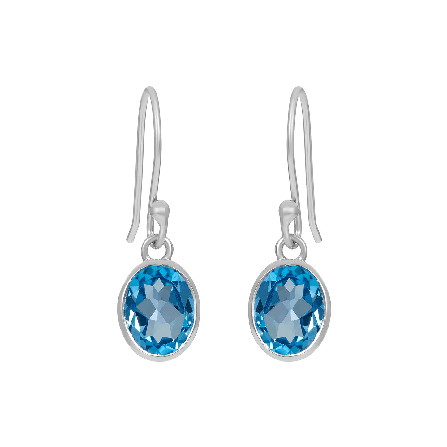 Sterling Silver Earrings Swiss Blue Topaz IGE-998