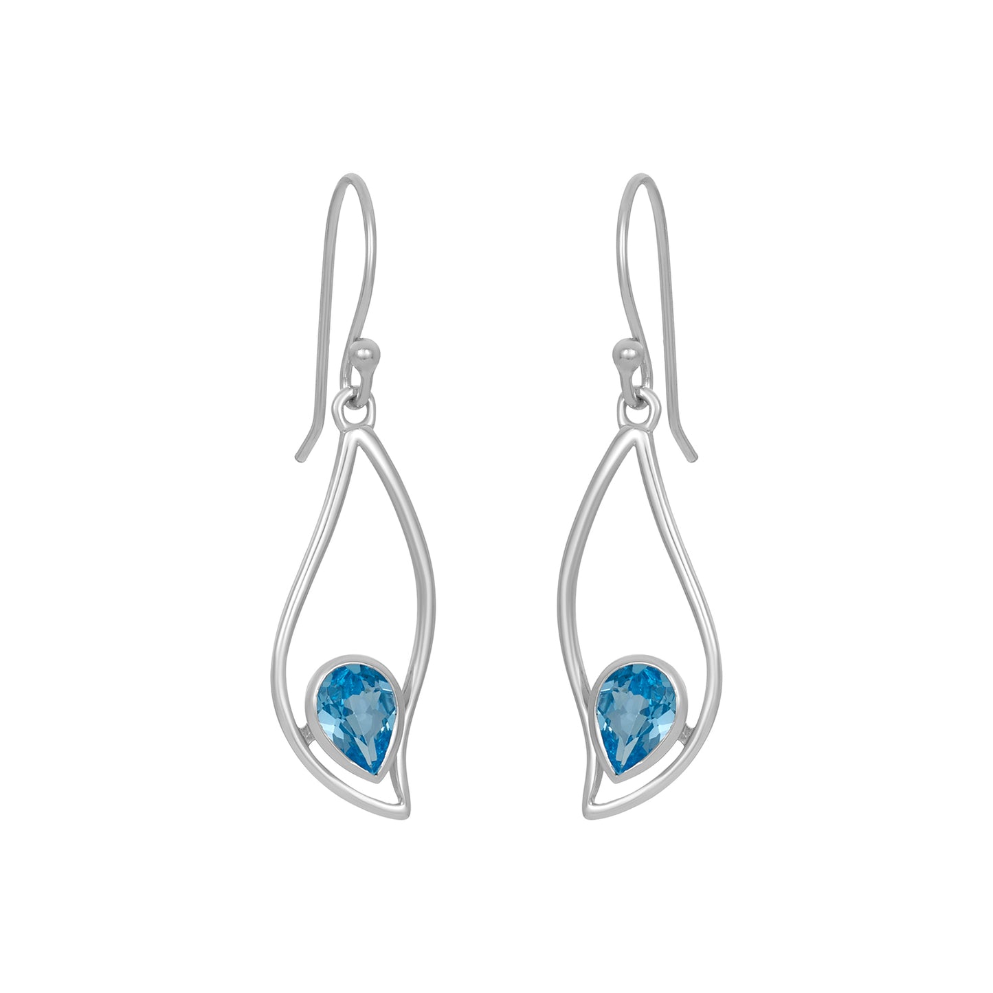 Sterling Silver Earrings Swiss Blue Topaz IGE-263