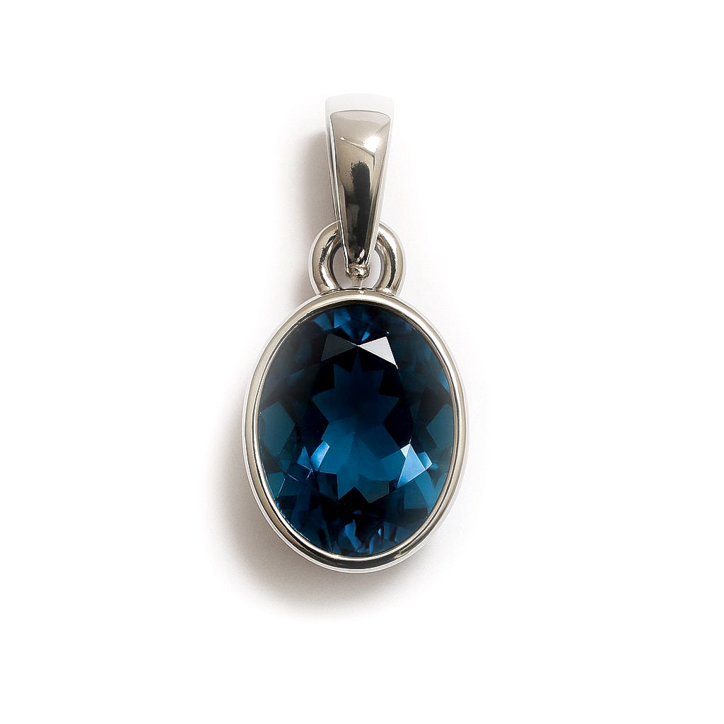 Sterling Silver Pendant Swiss Blue Topaz IGP-380