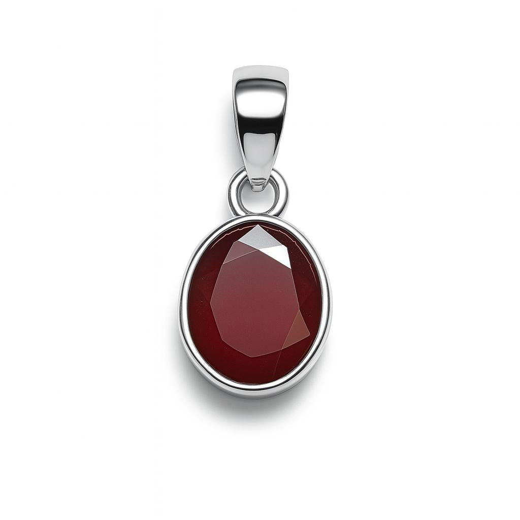 Sterling Silver Pendant Hessonite Garnet