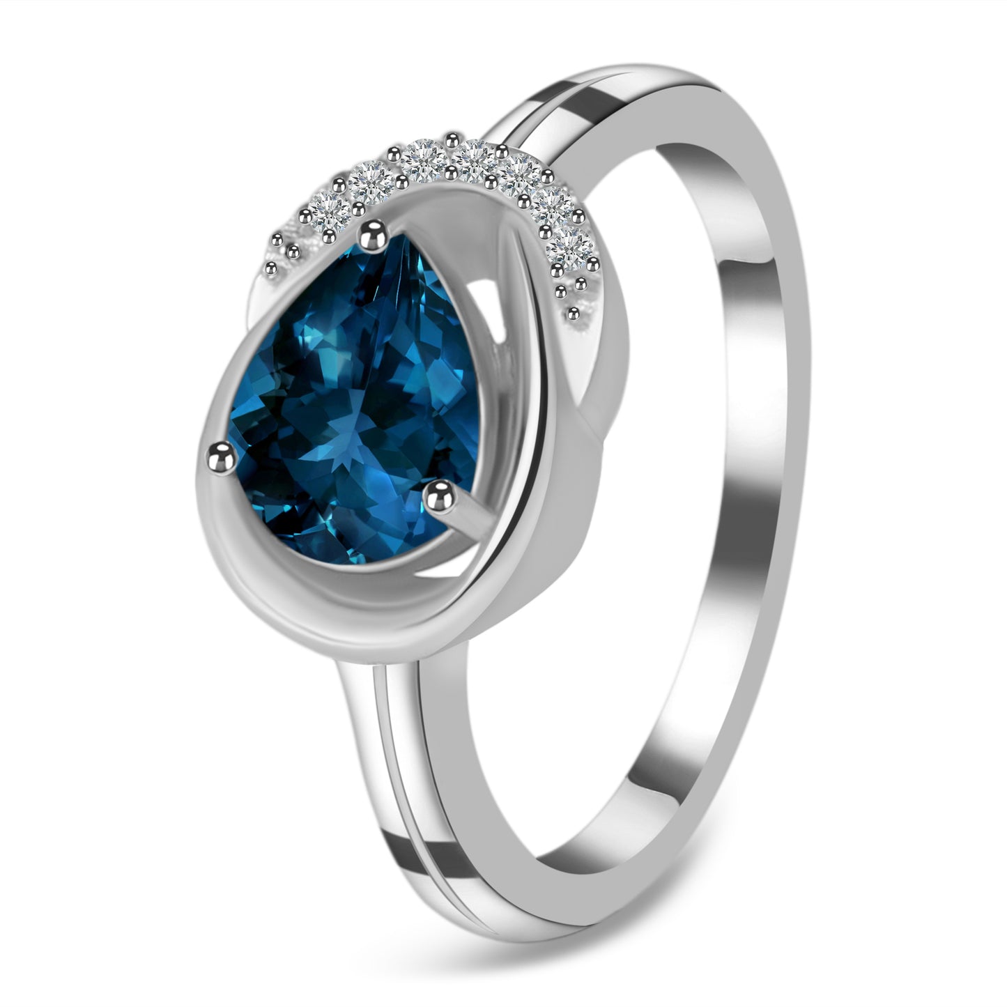 Sterling Silver Ring London Blue Topaz IGR-367 Size 7