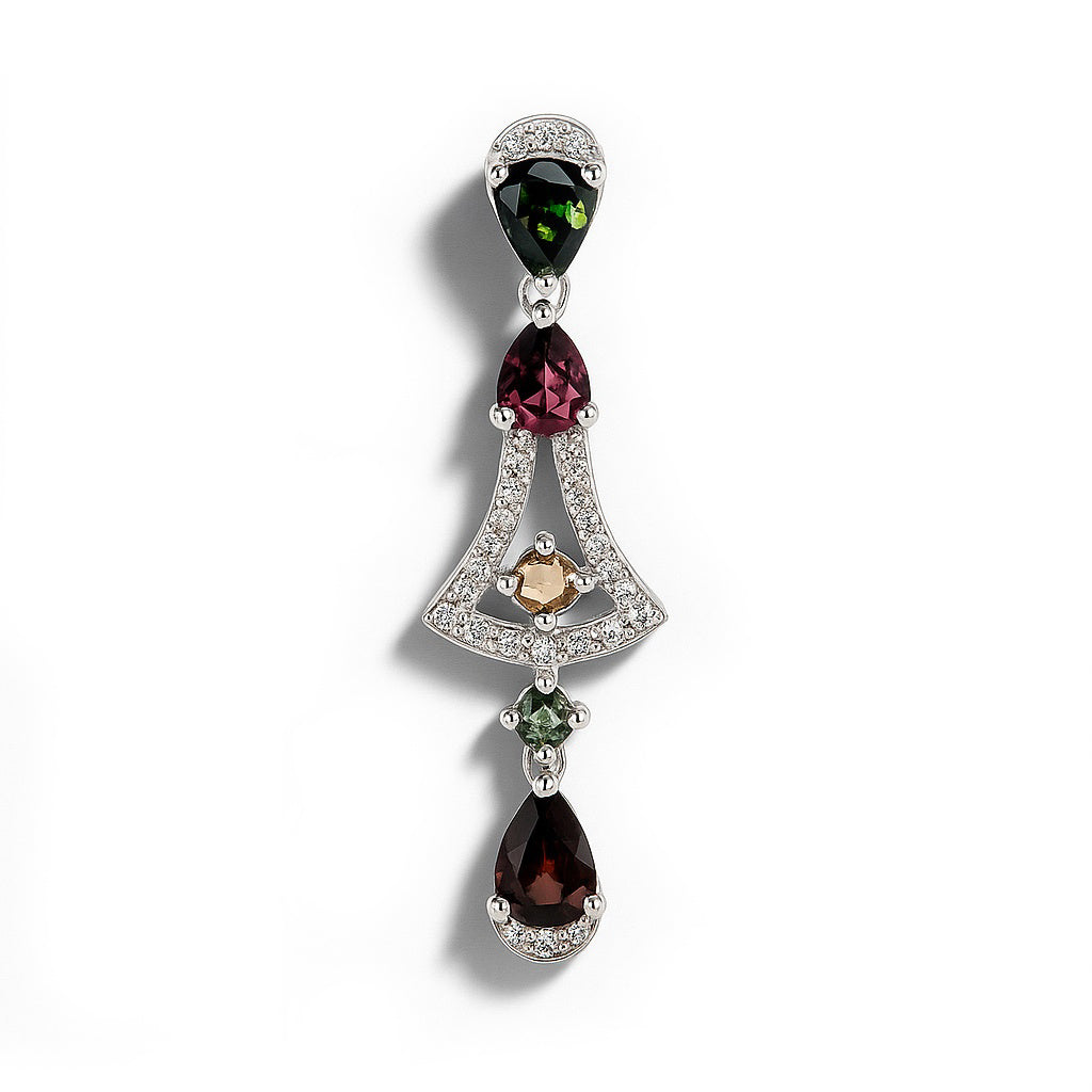 Sterling Silver Necklace Tourmaline IGN-327
