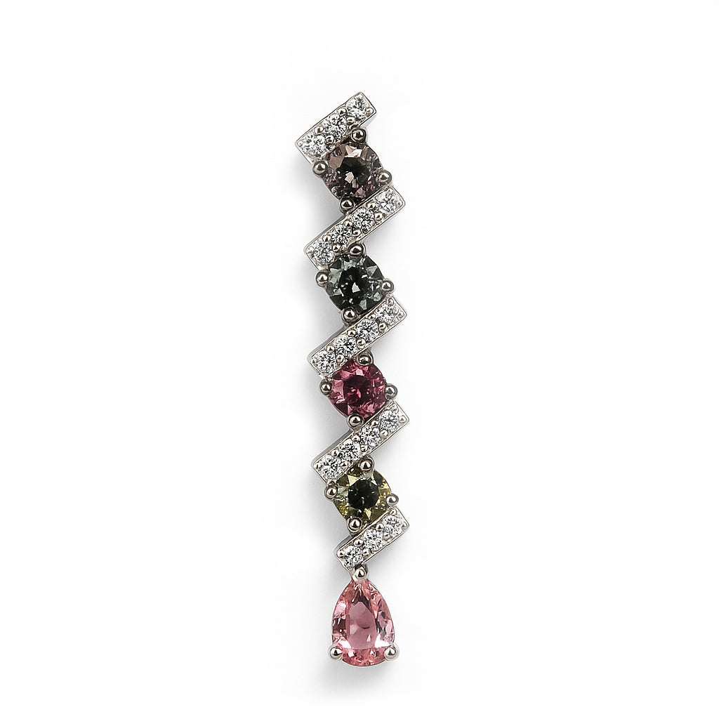 Sterling Silver Necklace Tourmaline IGN-323