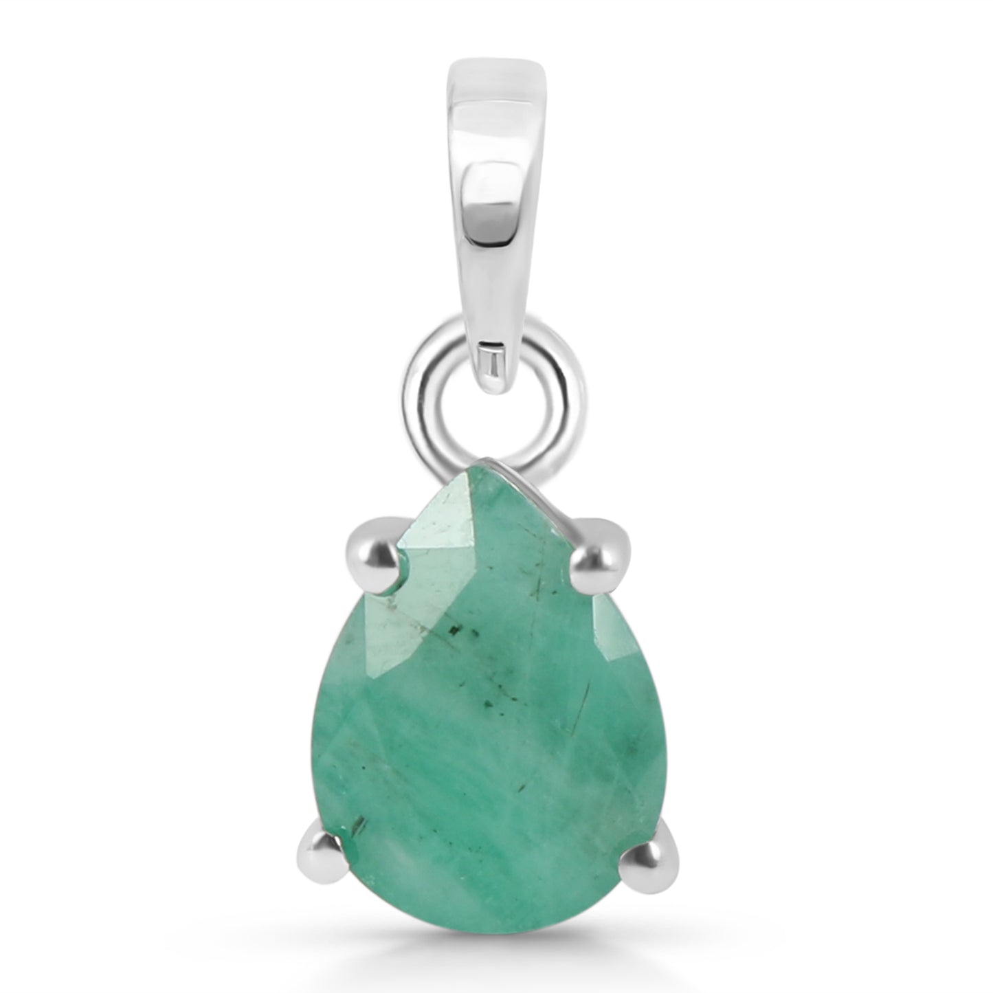 Sterling Silver Pendant Emerald IGP-759