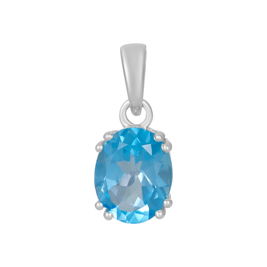 Sterling Silver Pendant Swiss Blue Topaz  IGP-735