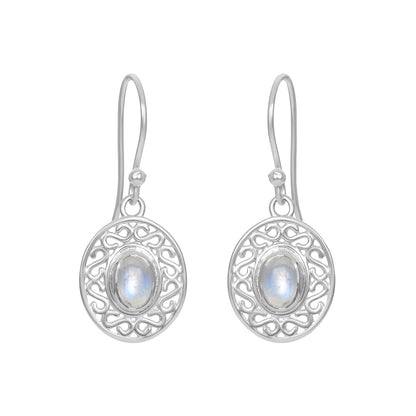 Sterling Silver Earrings Moonstone  IGE-187