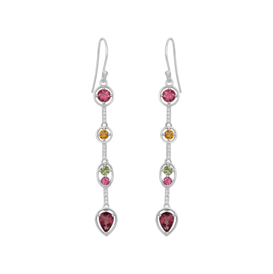 Sterling Silver Earrings Tourmaline  IGE-1065