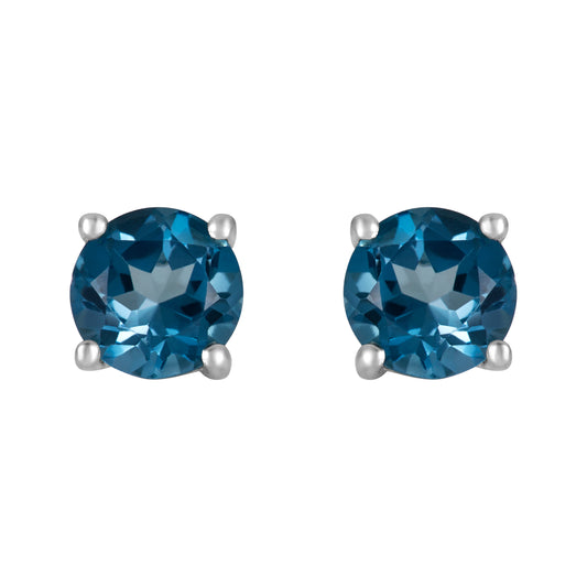 Sterling Silver Earrings London Blue Topaz    (3 PR CARD)    IGE-866