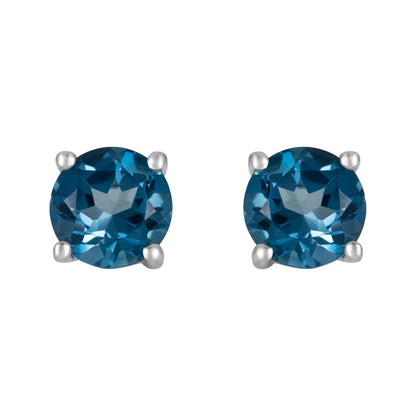 Sterling Silver Earrings London Blue Topaz    (3 PR CARD)    IGE-866