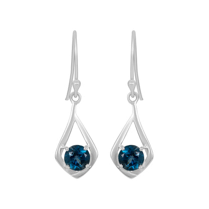 Sterling Silver Earrings London Blue Topaz  IGE-432