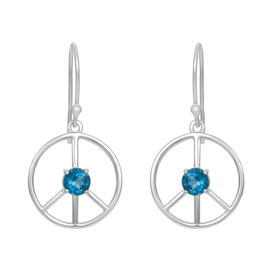 Sterling Silver Earrings London Blue Topaz  IGE-886