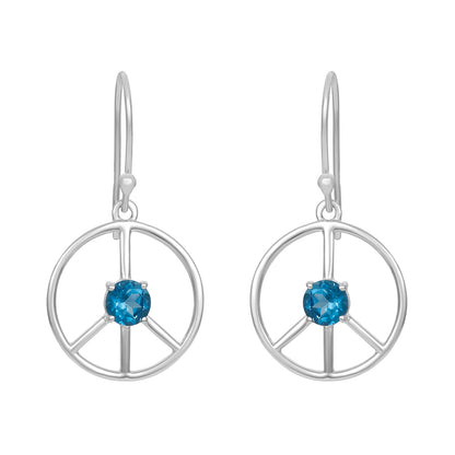 Sterling Silver Earrings London Blue Topaz  IGE-886