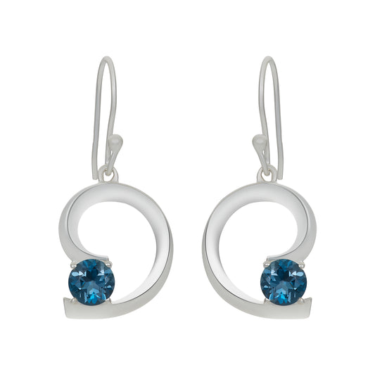 Sterling Silver Earrings London Blue Topaz  IGE-427
