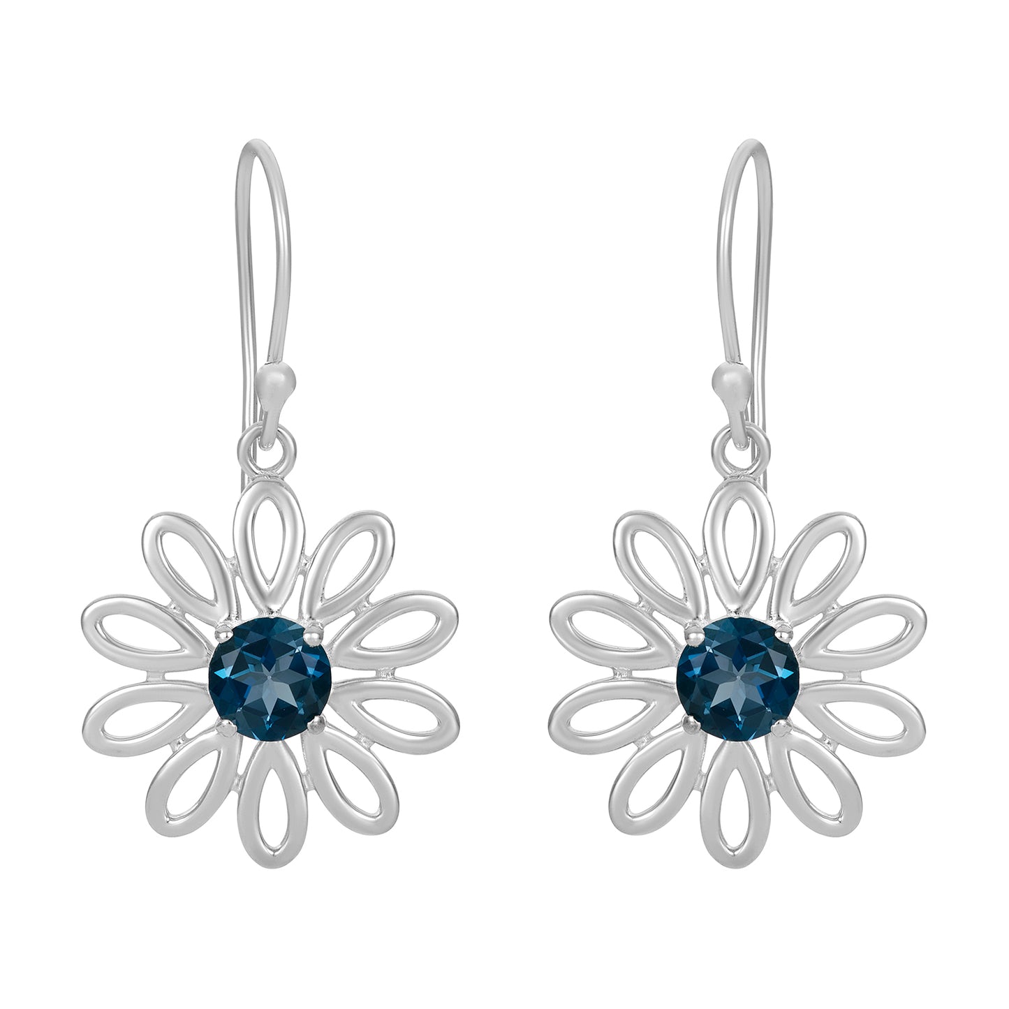 Sterling Silver Earrings London Blue Topaz  IGE-884