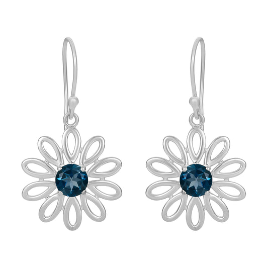 Sterling Silver Earrings London Blue Topaz  IGE-884