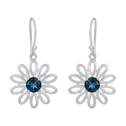 Sterling Silver Earrings London Blue Topaz  IGE-884