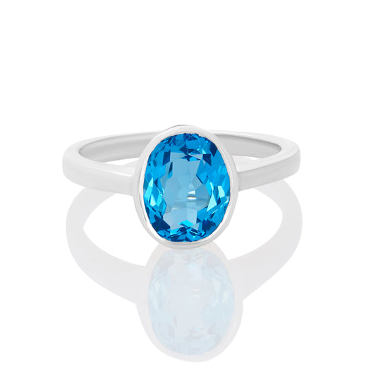 Sterling Silver Ring Swiss Blue Topaz  IGR-1882 Size 6