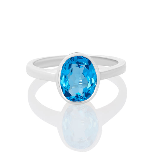 Sterling Silver Ring Swiss Blue Topaz  IGR-1882 Size 9