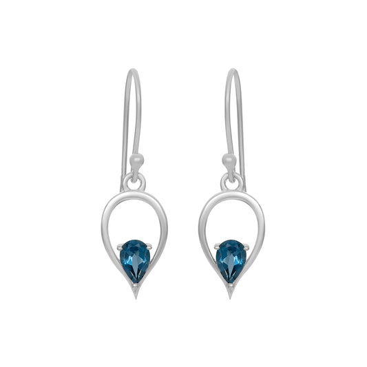 Sterling Silver Earrings London Blue Topaz  IGE-421