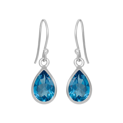 Sterling Silver Earrings Swiss Blue Topaz  IGE-707
