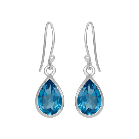 Sterling Silver Earrings Swiss Blue Topaz  IGE-707