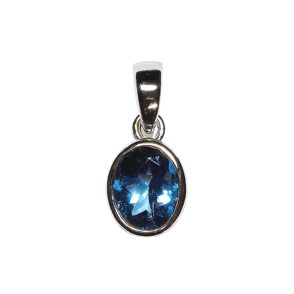 Sterling Silver Pendant Swiss Blue Topaz  IGP-380