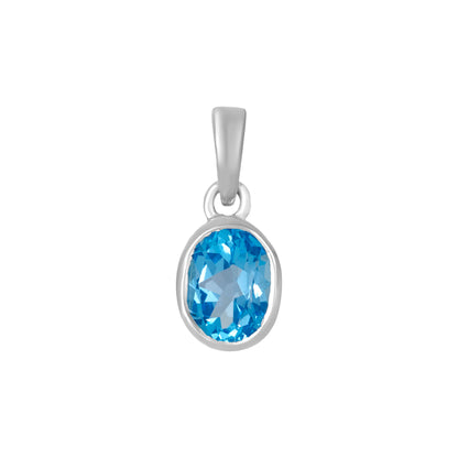 Sterling Silver Pendant Swiss Blue Topaz  IGP-380