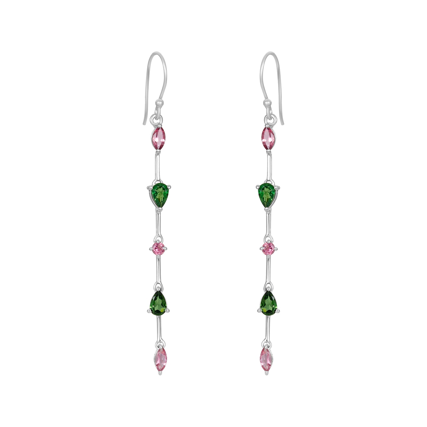 Sterling Silver Earrings Tourmaline  IGE-1047