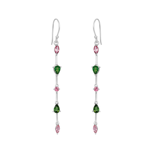 Sterling Silver Earrings Tourmaline  IGE-1047