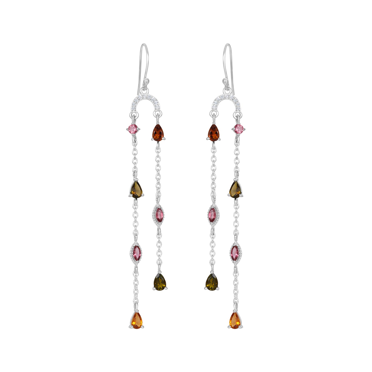 Sterling Silver Earrings Tourmaline  IGE-1306