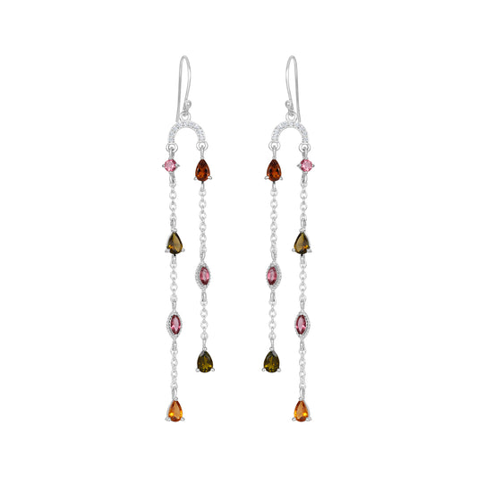 Sterling Silver Earrings Tourmaline  IGE-1306