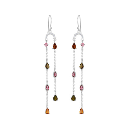 Sterling Silver Earrings Tourmaline  IGE-1306