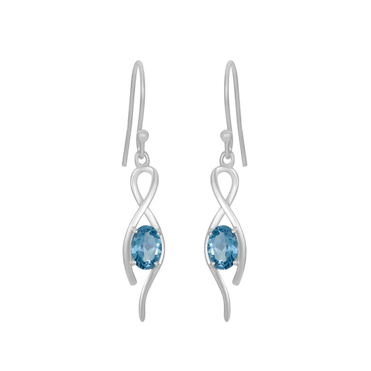 Sterling Silver Earrings London Blue Topaz  IGE-429