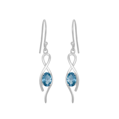 Sterling Silver Earrings London Blue Topaz  IGE-429