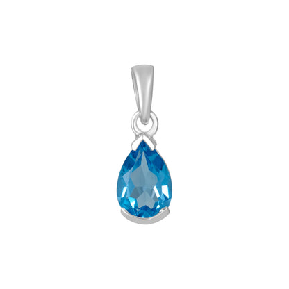 Sterling Silver Pendant Swiss Blue Topaz  IGP-381