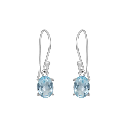 Sterling Silver Earrings Blue Topaz  IGE-673