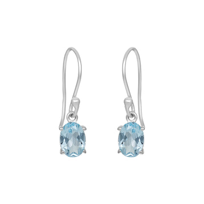 Sterling Silver Earrings Blue Topaz  IGE-673